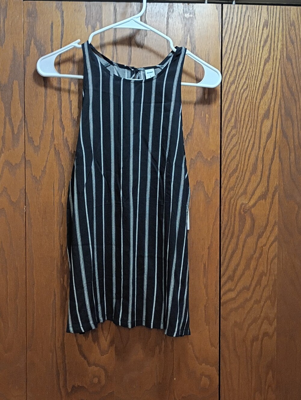 NWT Old Navy Black and Grey Vertical Stripe Sleeveless Top.